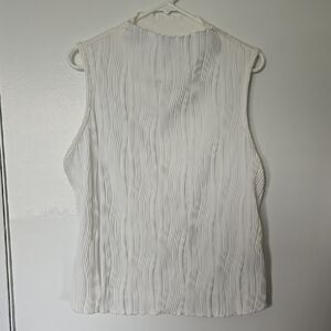 SHEIN Cream Ribbed Sleeveless Mock Neck Tank Top